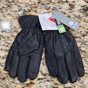 NWT Men's Black Leather Insulated Gloves with Thinsulate